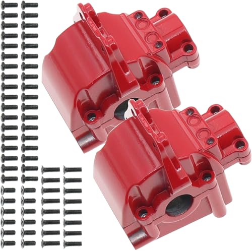 Treehobby 2PCS Metal Front and Rear Differential Gearboxes Housing Cover Compatible with WLtoys 1/14 144010 144001 144002 1/12 124016 124017 124018 124019 RC Car Upgrades Parts (Red) - Image 2