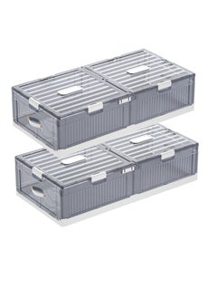 NKX Pack of 2 Space-Saving Drawer-Style Folding Under Bed Storage Box with Wheels 24cm  - Image 1