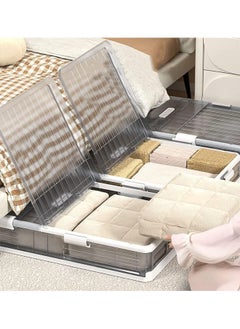 NKX Pack of 2 Space-Saving Drawer-Style Folding Under Bed Storage Box with Wheels 24cm  - Image 4