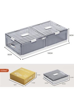 NKX Pack of 2 Space-Saving Drawer-Style Folding Under Bed Storage Box with Wheels 24cm  - Image 2