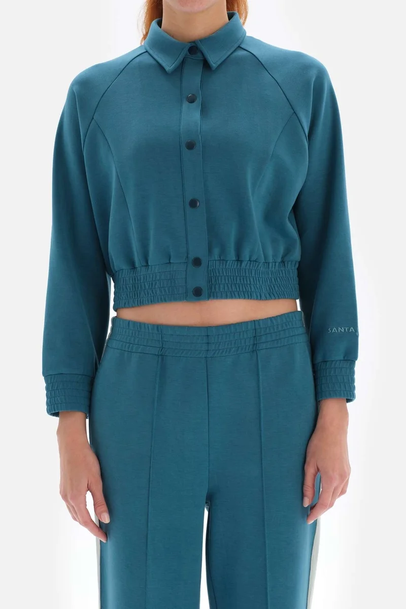 dagi Petrol Women's Jacket Buttoned Cupro
