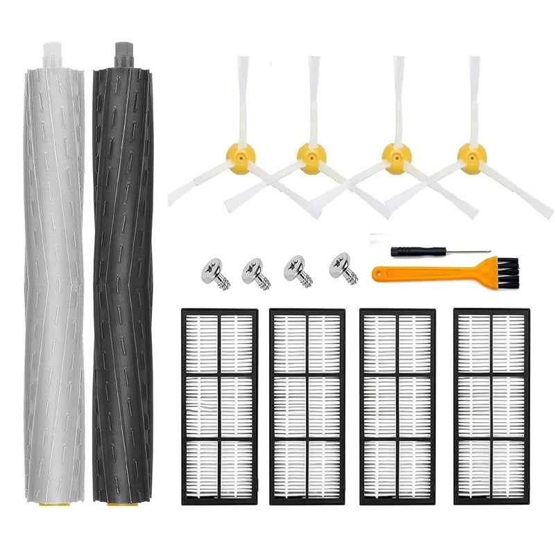 Replacement Parts for iRobot Roomba 800 900 Series 805 850 860 861 866 870 871 880 890 960 980 981 985 Vacuum Cleaner4 Filter4 Side Brush Screws and 1 Set Main Roller Brush