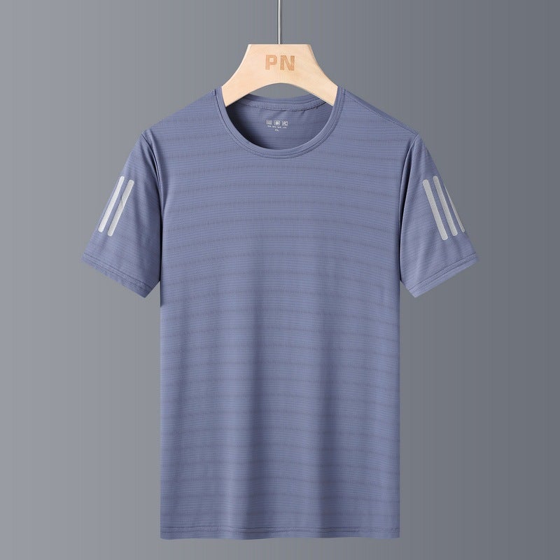 Short-Sleeved Ice Silk T-Shirt For Men In Summer Outdoor Sports Fitness Breathable Quick-Drying Short-Sleeved T-Shirt For Men And Women Couple Wear - Image 1