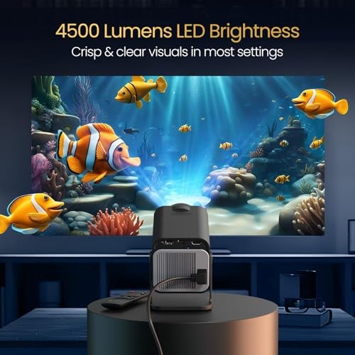 Portronics بروترونيكس بيم 470 بروجيكتور LED ذكي بدقة 1080p Full HD، تصميم دوار، تطبيقات بث مدمجة (نتفليكس، برايم فيديو، هوتستار)، 4500 لومن، عكس الشاشة، مكبر صوت 5 واط (أسود) - Image 5