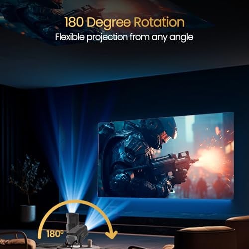 Portronics بروترونيكس بيم 470 بروجيكتور LED ذكي بدقة 1080p Full HD، تصميم دوار، تطبيقات بث مدمجة (نتفليكس، برايم فيديو، هوتستار)، 4500 لومن، عكس الشاشة، مكبر صوت 5 واط (أسود) - Image 4