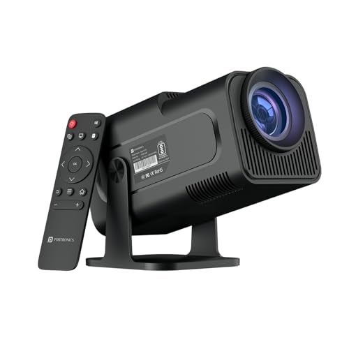 Portronics بروترونيكس بيم 470 بروجيكتور LED ذكي بدقة 1080p Full HD، تصميم دوار، تطبيقات بث مدمجة (نتفليكس، برايم فيديو، هوتستار)، 4500 لومن، عكس الشاشة، مكبر صوت 5 واط (أسود) - Image 1