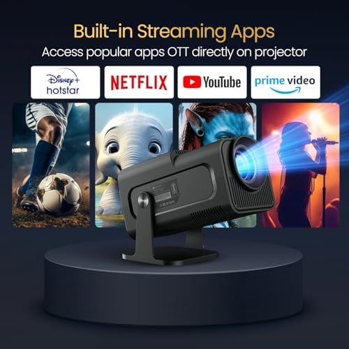 Portronics بروترونيكس بيم 470 بروجيكتور LED ذكي بدقة 1080p Full HD، تصميم دوار، تطبيقات بث مدمجة (نتفليكس، برايم فيديو، هوتستار)، 4500 لومن، عكس الشاشة، مكبر صوت 5 واط (أسود) - Image 2