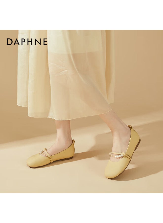 دافني Daphne أحذية مسطحة نسائية راقية بأسلوب الجنية، أحذية ماري جين بنعل ناعم، أحذية للسهرات، 4623101127، أصفر، المقاس 35 - Image 5
