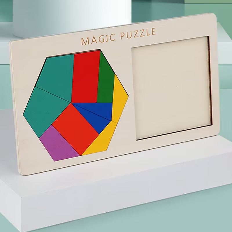 Wooden Hexagon Intelligence Geometric Puzzle Cellular Jigsaw Puzzle Honeycomb Puzzle Kindergarten Baby Toy - Image 3