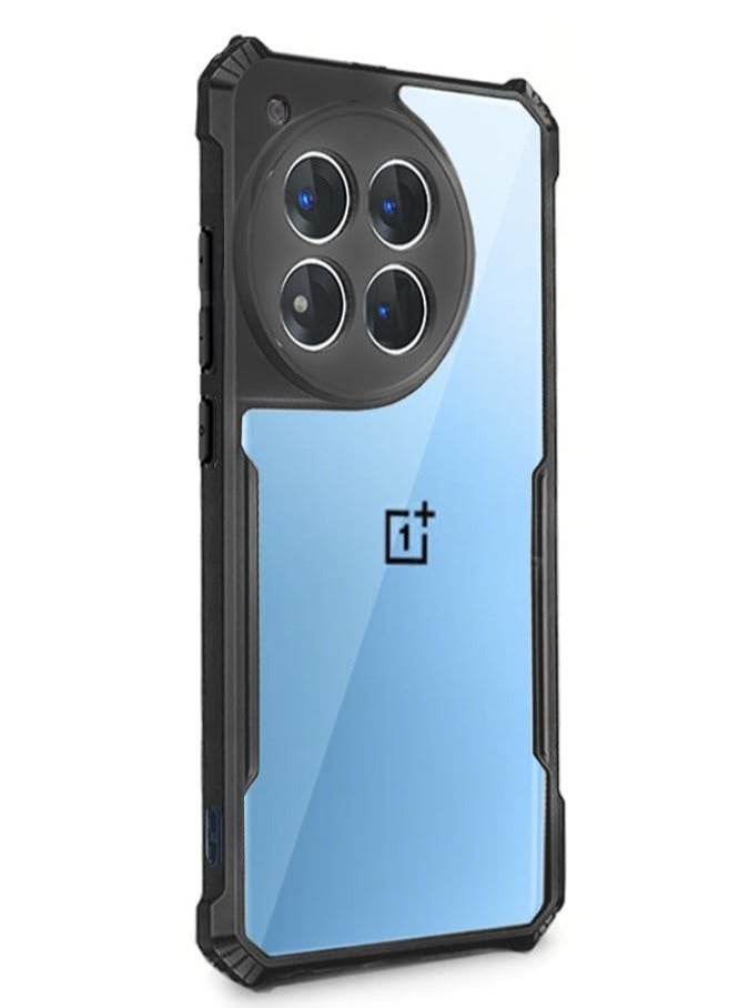 Case Cover for OnePlus 12R 5G, Ultra-Thin Lightweight Cover Soft TPU Bumper + Acrylic Clear Back Black - Image 1