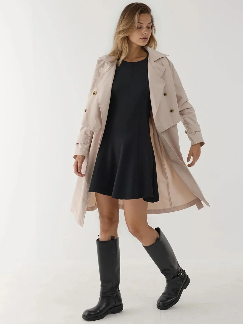 Hiccup Black Elastic Crew Neck Soft Basic Mini Dress for Women | Best Price UAE