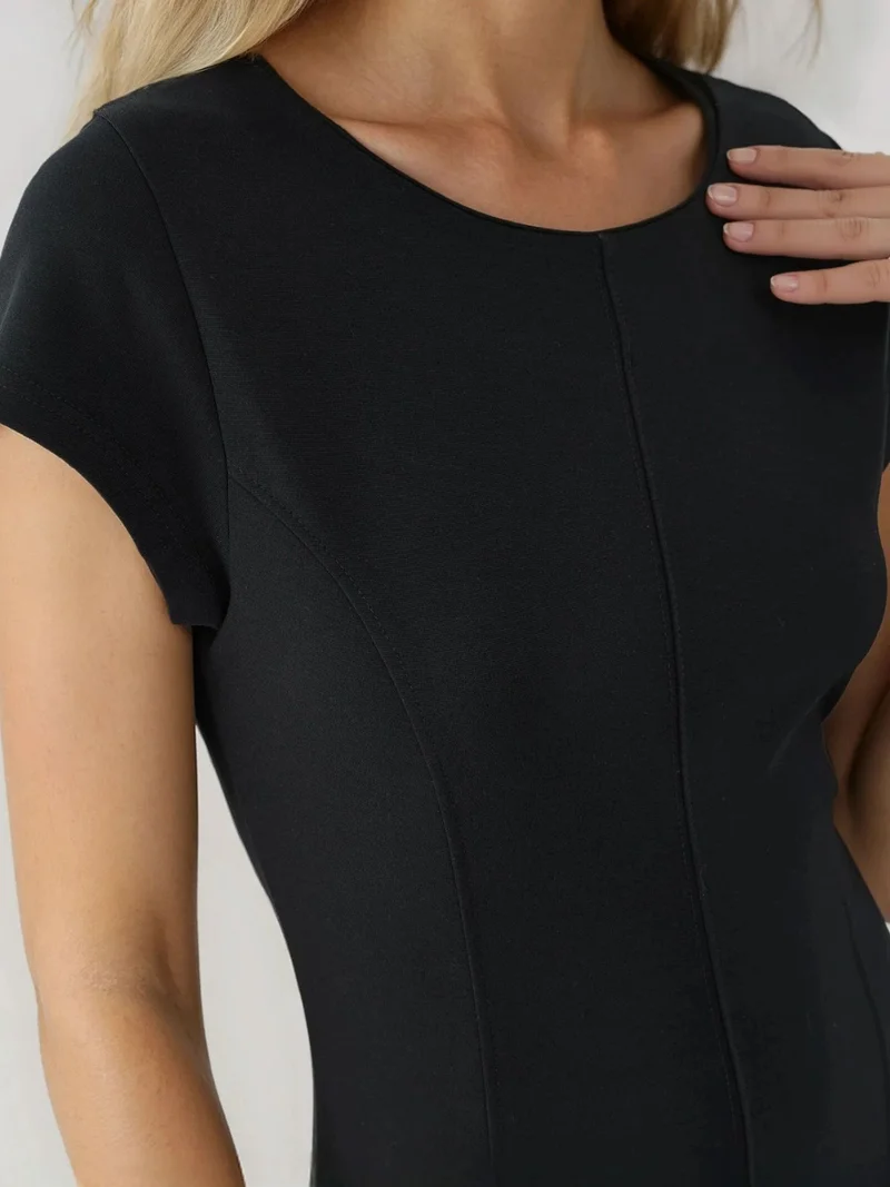 Hiccup Black Elastic Crew Neck Soft Basic Mini Dress for Women | Best Price UAE