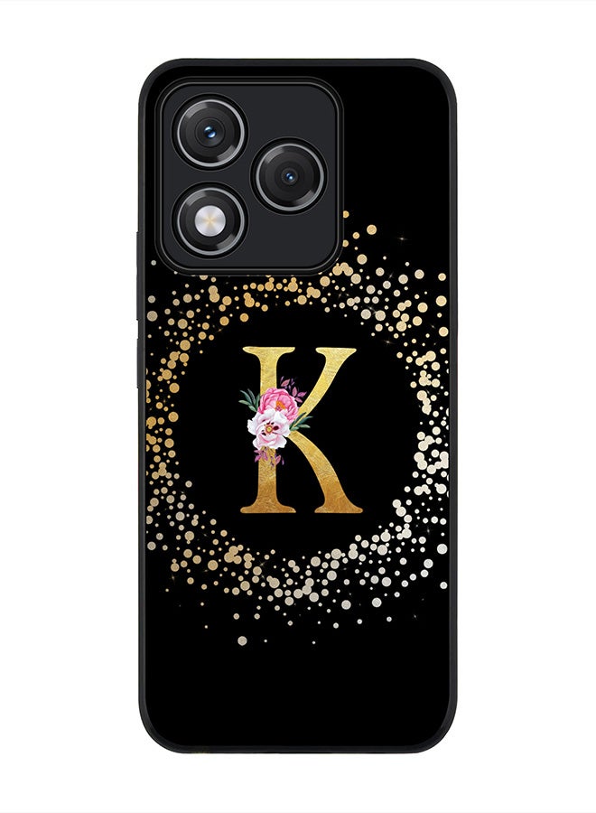 Stylizedd For Honor 400 Lite Case,Slim fit Camera Protection, Shockproof Thin Phone cover  - Custom Monogram Floral - K ( Black )
