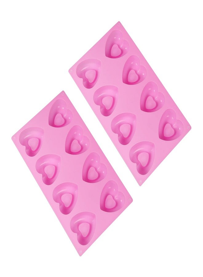 Cutting Edge Essentials 8 Cavity Heart Shape Reusable Silicone Fondant Chocolate Mould/Kitchen Baking Tools for Homemade Cake,Cupcake,Candy,Ice Jelly,Muffins - Pack of 2 (29X17X3 Cm) - Image 1