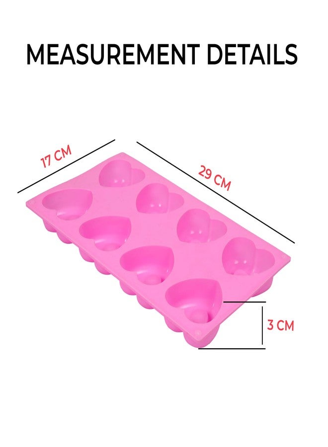 Cutting Edge Essentials 8 Cavity Heart Shape Reusable Silicone Fondant Chocolate Mould/Kitchen Baking Tools for Homemade Cake,Cupcake,Candy,Ice Jelly,Muffins - Pack of 2 (29X17X3 Cm) - Image 4