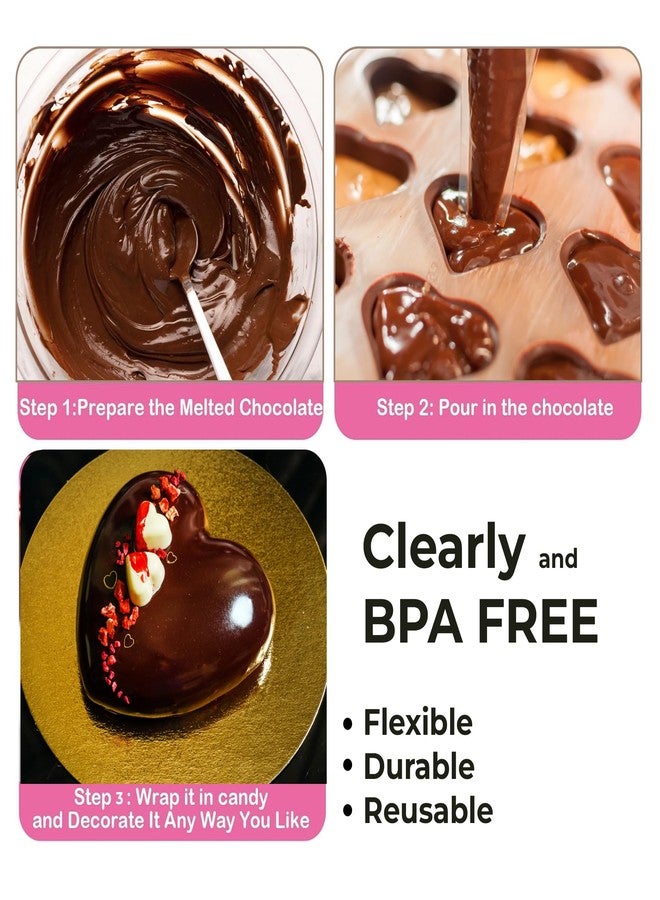 Cutting Edge Essentials 8 Cavity Heart Shape Reusable Silicone Fondant Chocolate Mould/Kitchen Baking Tools for Homemade Cake,Cupcake,Candy,Ice Jelly,Muffins - Pack of 2 (29X17X3 Cm) - Image 2