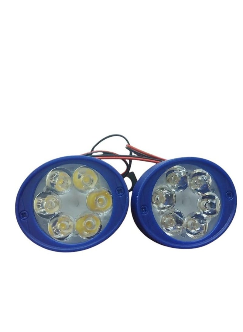 طقم فوانيس LED، قطعتين، 6 مصابيح LED، بلاستيك أزرق، إضاءة قوية - Image 1