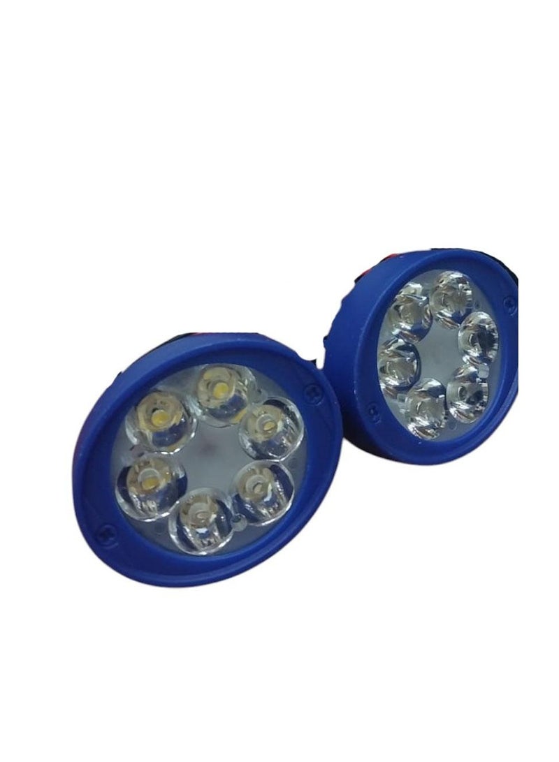 طقم فوانيس LED، قطعتين، 6 مصابيح LED، بلاستيك أزرق، إضاءة قوية - Image 4