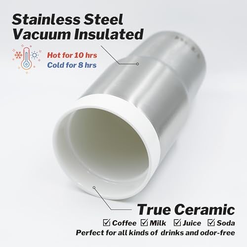 UDMG True Ceramic Lined (Not Coated) Stainless Steel Vacuum Insulated Travel Coffee Tumbler, No Metallic Taste, 16oz for Coffee & Tea On-The-Go (Moss Green) - Image 3