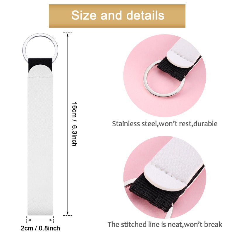 Frienda 40 Pieces Sublimation Wristlet Keychain Blanks Sublimation Lanyard Blank Products DIY Neoprene Key Chains for Women - Image 2