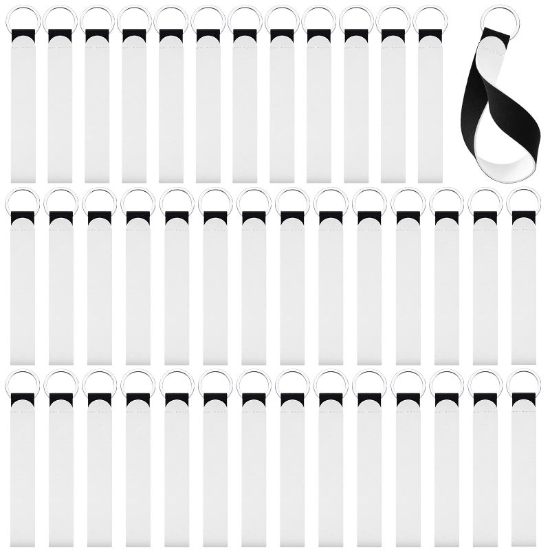 Frienda 40 Pieces Sublimation Wristlet Keychain Blanks Sublimation Lanyard Blank Products DIY Neoprene Key Chains for Women - Image 1