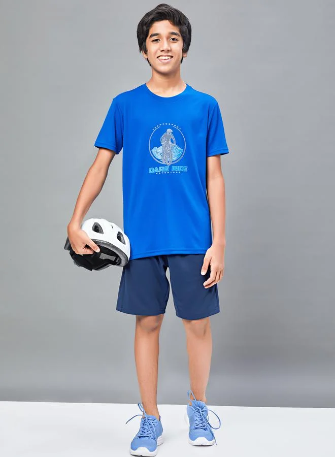 Technosport Printed Slim Fit Round Neck T-shirt with Technocool+ by Styli