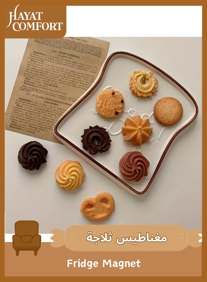 حياة كومفورت مغناطيس ثلاجة بشكل بسكويت، مجموعة 9 قطع، مغناطيس لطيف للثلاجة، مغناطيس ديكوري للمطبخ والمكتب والسبورة البيضاء، فكرة هدية مبتكرة - Image 1