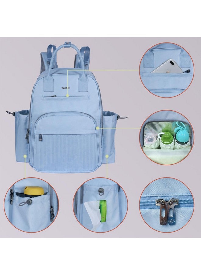Hap Tim Diaper Bag Backpack, Large Capacity Baby Bag Backpack With Changing Pad,19 Pockets, 2 Stroller Clips, Baby Registry Search, Blue (2252-Mldl) - Image 4