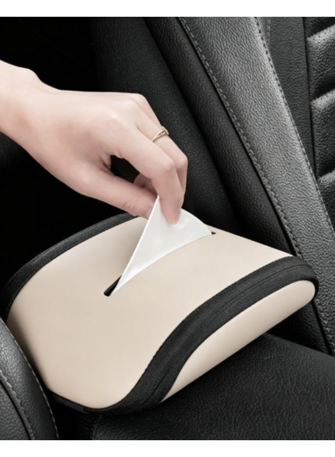 JACIRCLE Car Tissue Box, Leather Car Napkin Box, Universal Seat Back Tissue Box, Elastic Cord Strap Installation, Suitable For Car Interiors Of Cars, Trucks, Suvs, And Vans. - Image 4