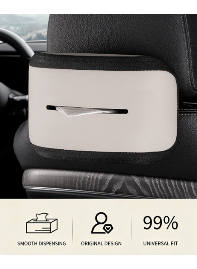 JACIRCLE Car Tissue Box, Leather Car Napkin Box, Universal Seat Back Tissue Box, Elastic Cord Strap Installation, Suitable For Car Interiors Of Cars, Trucks, Suvs, And Vans. - Image 5