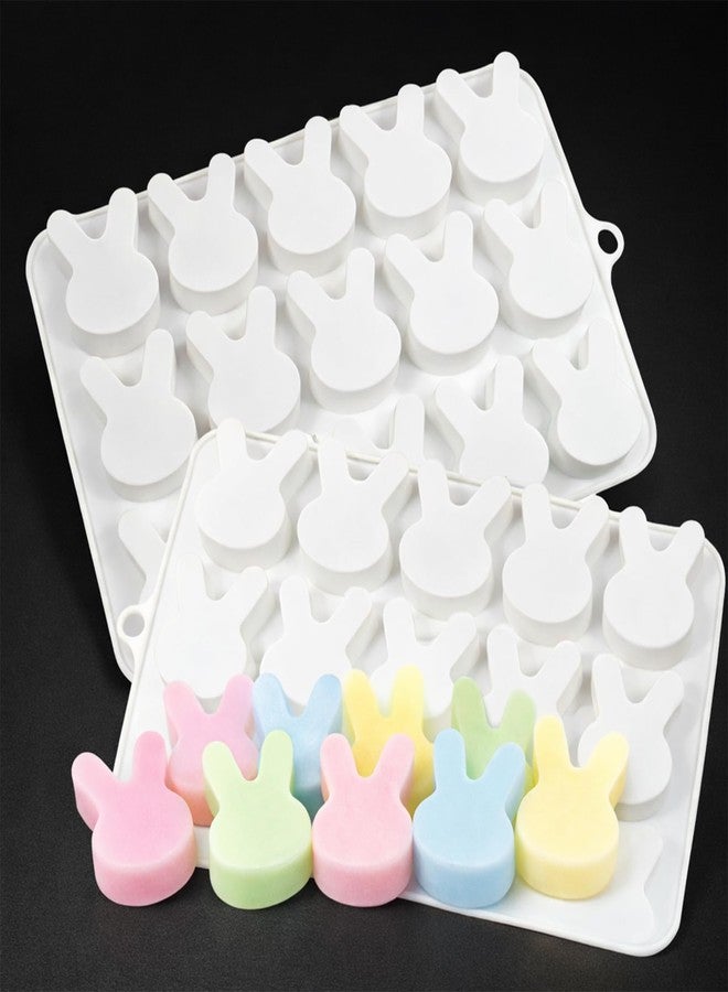LLPMutu 2PCS Bunny Silicone Mold Easter Rabbit Silicone Mold Bunny Ice Cube Trays Easter 15 Cavity Bunny Chocolate Molds Silicone Easter Mold Easter Candy Mold for Chocolate Candy Ice Cube Wax Cupcake Decor - Image 1