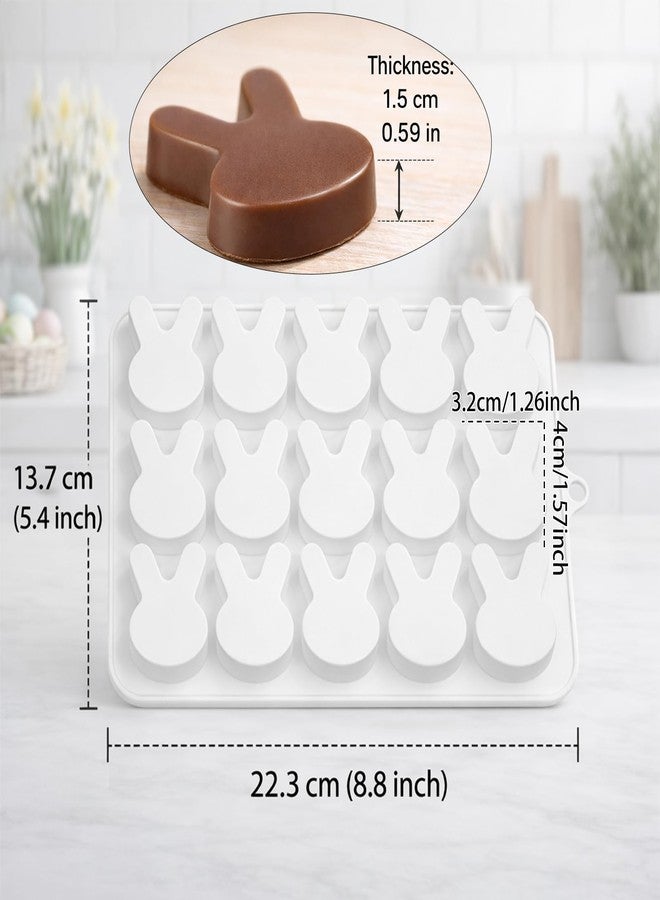 LLPMutu 2PCS Bunny Silicone Mold Easter Rabbit Silicone Mold Bunny Ice Cube Trays Easter 15 Cavity Bunny Chocolate Molds Silicone Easter Mold Easter Candy Mold for Chocolate Candy Ice Cube Wax Cupcake Decor - Image 5