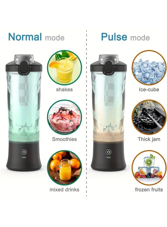 Black Portable Blender 20oz USB Rechargeable 6 Blade Travel Kitchen Home - Image 5