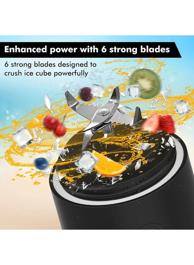 Black Portable Blender 20oz USB Rechargeable 6 Blade Travel Kitchen Home - Image 4
