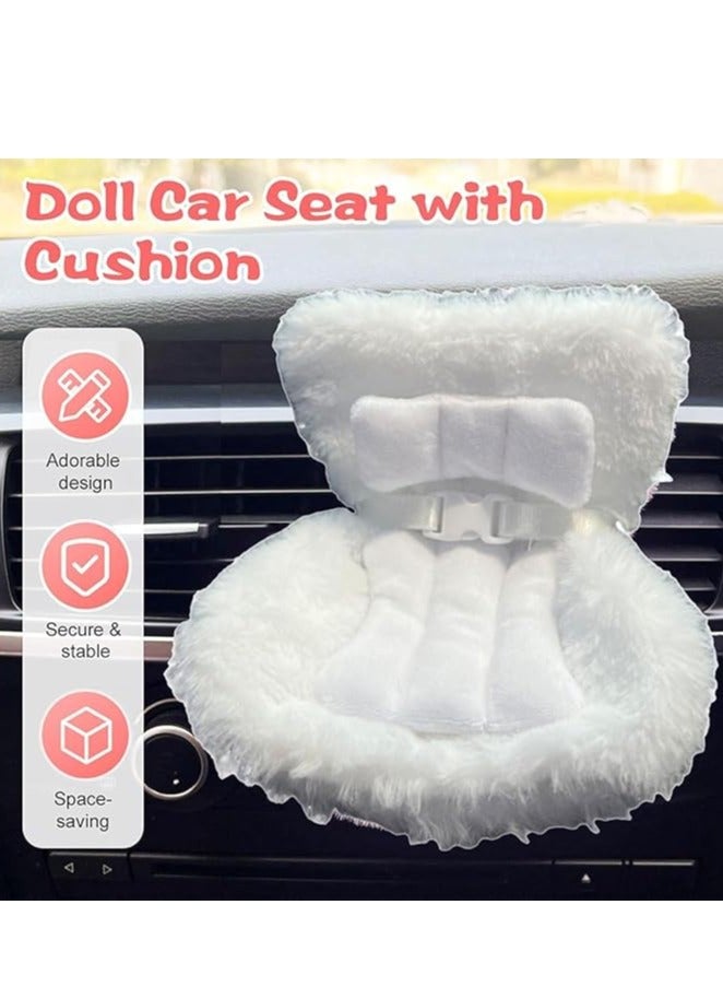 هالاكيدس مقعد سيارة للدمى مع وسادة ناعمة من الفرو لدمى بحجم 10-17 سم، يتم تثبيته في فتحة تهوية السيارة - Image 4