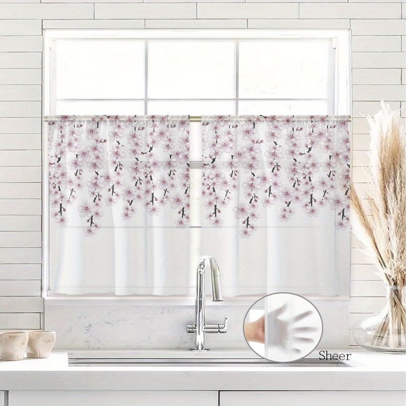 Pink Floral Sheer Curtains 24x24 Inch for Bedroom Living Room Decor 2pcs - Image 2