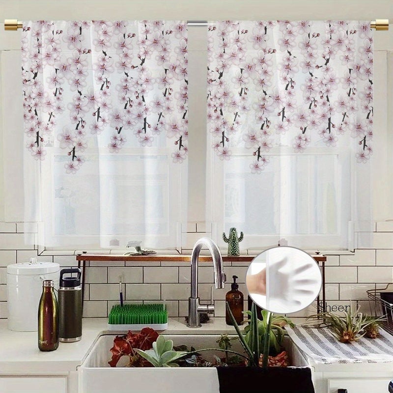 Pink Floral Sheer Curtains 24x24 Inch for Bedroom Living Room Decor 2pcs - Image 5