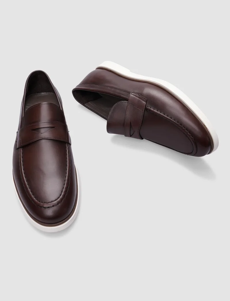 Cabani 100% Genuine Leather Brown Men's Casual Shoes