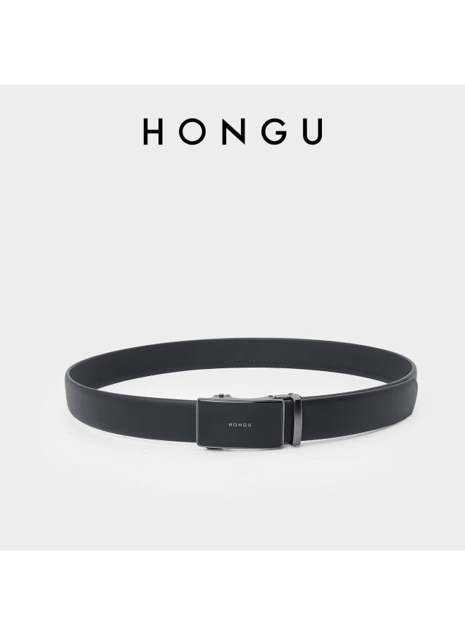 Hongu Men's Genuine Leather Belt With Automatic Buckle, Top-grain Cowhide Waist Belt Gift Box, 115cm Birthday Present - Image 1