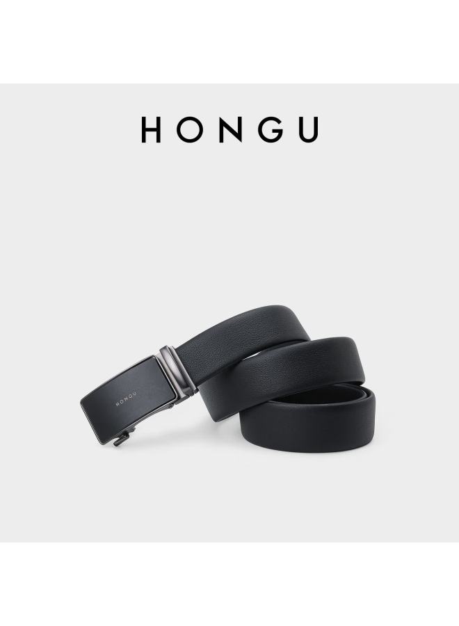 Hongu Men's Genuine Leather Belt With Automatic Buckle, Top-grain Cowhide Waist Belt Gift Box, 115cm Birthday Present - Image 3