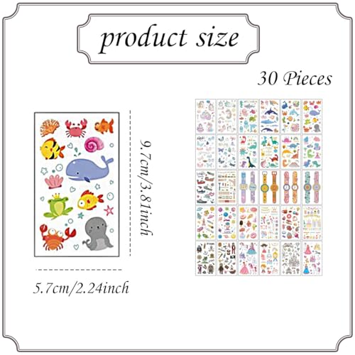 FFZDENA 30Pcs emporary Tattoo for Kids, Unicorn and Princess Stickers Set for Girls, Cute Stickers for Party Decorations, Creative Play Activities, Fun Return Gifts for Party Guests - Image 2
