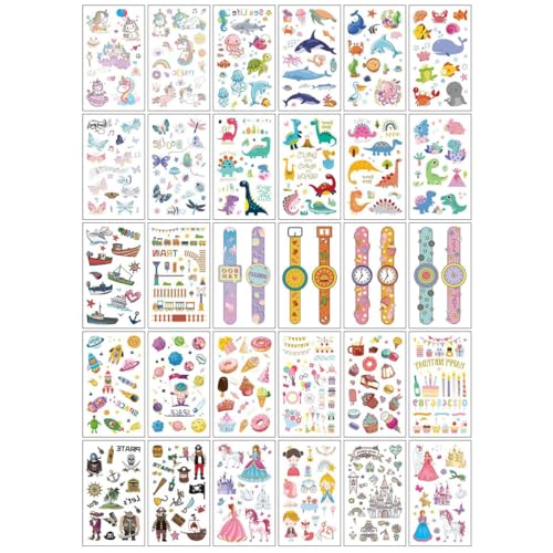 FFZDENA 30Pcs emporary Tattoo for Kids, Unicorn and Princess Stickers Set for Girls, Cute Stickers for Party Decorations, Creative Play Activities, Fun Return Gifts for Party Guests - Image 1