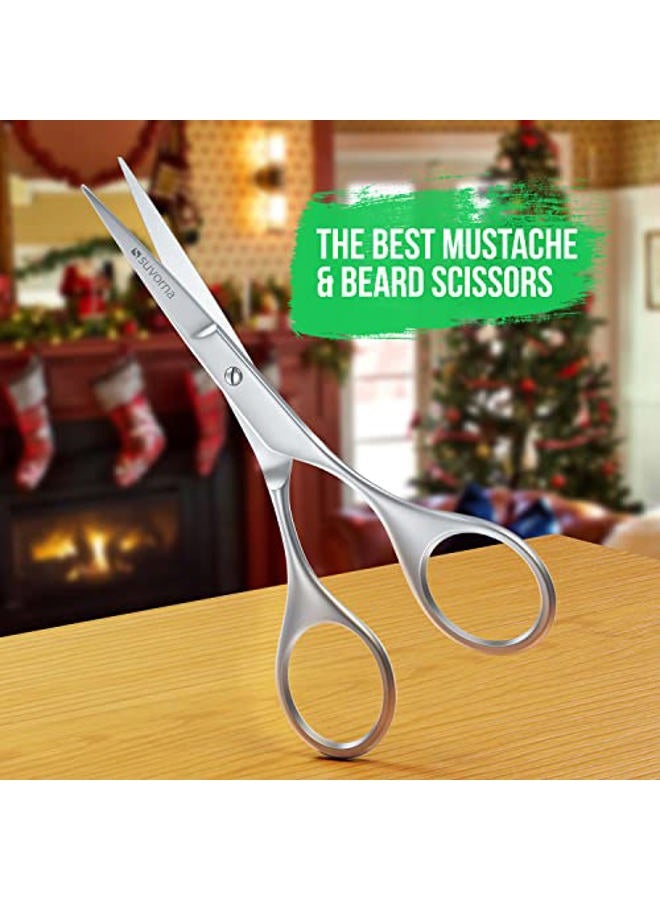 Suvorna small scissors for beard, mustache, facial, nose, eyebrow, and ear hair - Hair scissors for cutting, trimming & grooming - Made with 4.5" stainless steel for barbers, professional, & home user - Image 4