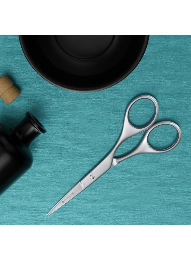 Suvorna small scissors for beard, mustache, facial, nose, eyebrow, and ear hair - Hair scissors for cutting, trimming & grooming - Made with 4.5" stainless steel for barbers, professional, & home user - Image 3