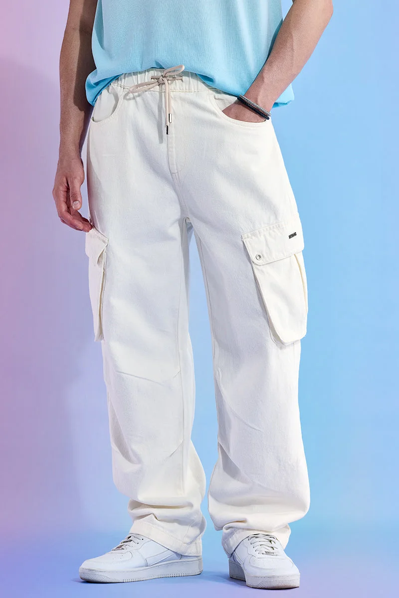 SNITCH Utopia Pleated Baggy Denim Cargo Pants