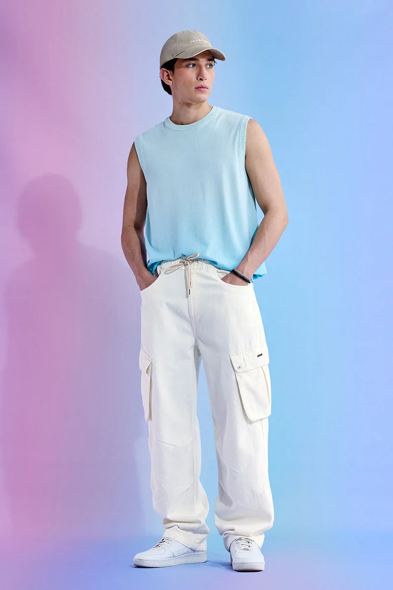 SNITCH Utopia Pleated Baggy Denim Cargo Pants