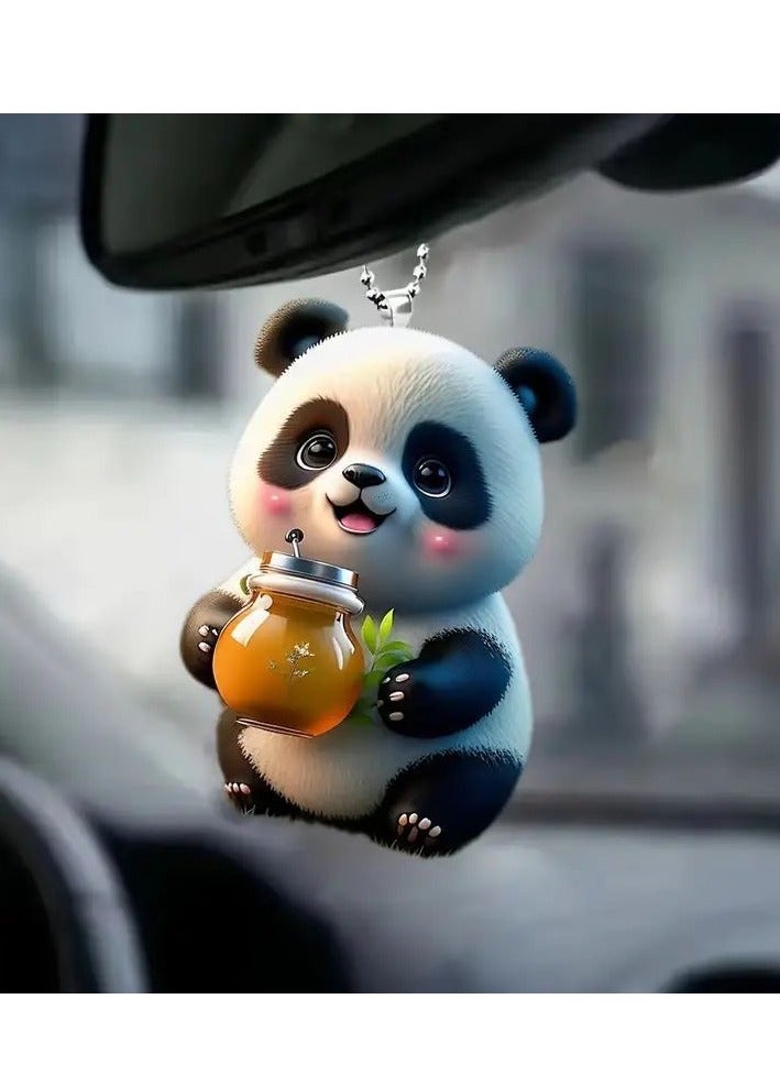 Acrylic Flat Pendant - Adorable Panda Keychain for Car , Backpack Decoration Pendant - Image 3