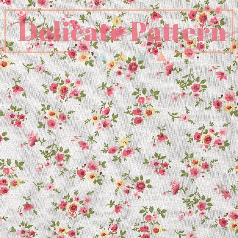 Moslovstar Farmhouse Cotton Linen Tier Curtain 36 Inch Long Elegant Floral Lace Window Treatment Kitchen Bathroom Short Curtain, 1 Panel, Little Pink Flower - Image 4