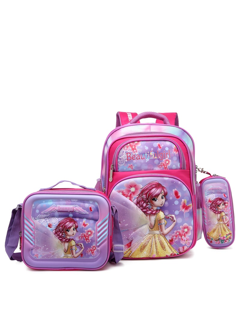 ستارجولد حقيبة ظهر للأطفال مكونة من 3 قطع للفتيات الصغيرات مع حزام قابل للتعديل للمدرسة مقاس 16 بوصة - Image 1