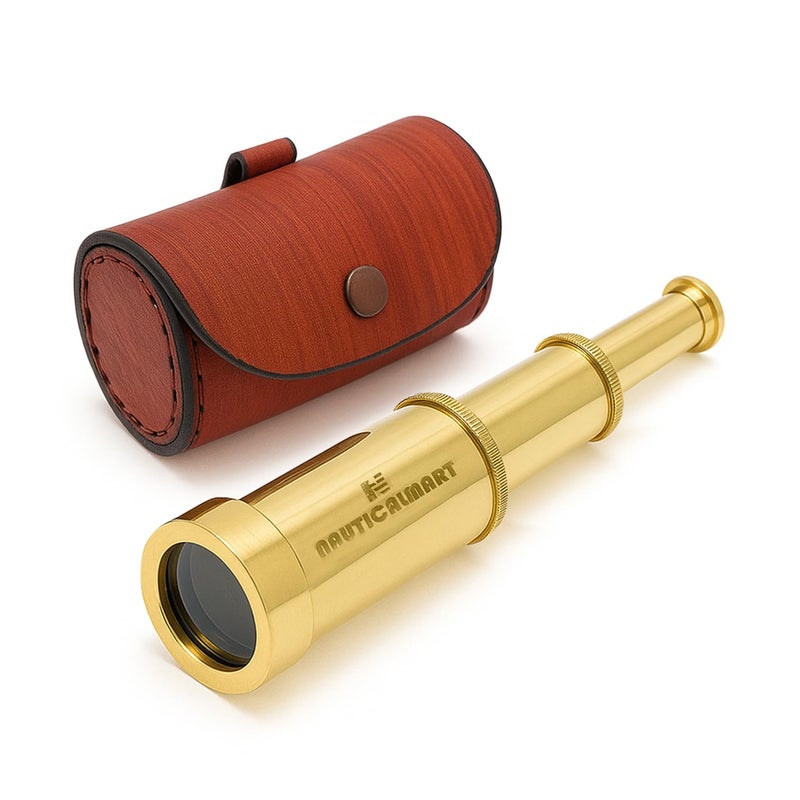 NAUTICALMART Solid Brass Handheld Telescope 6 Nautical Pirate Spy Glass with Free case Collectible Gift Perfect for Christmas Holiday Gifting - Image 2